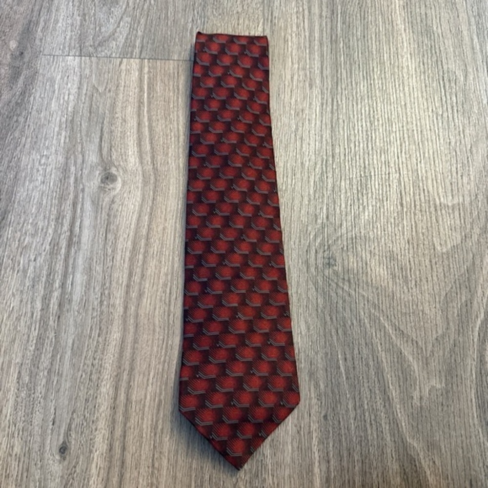 Vintage bill blass Elegant Red Patterned silk Tie